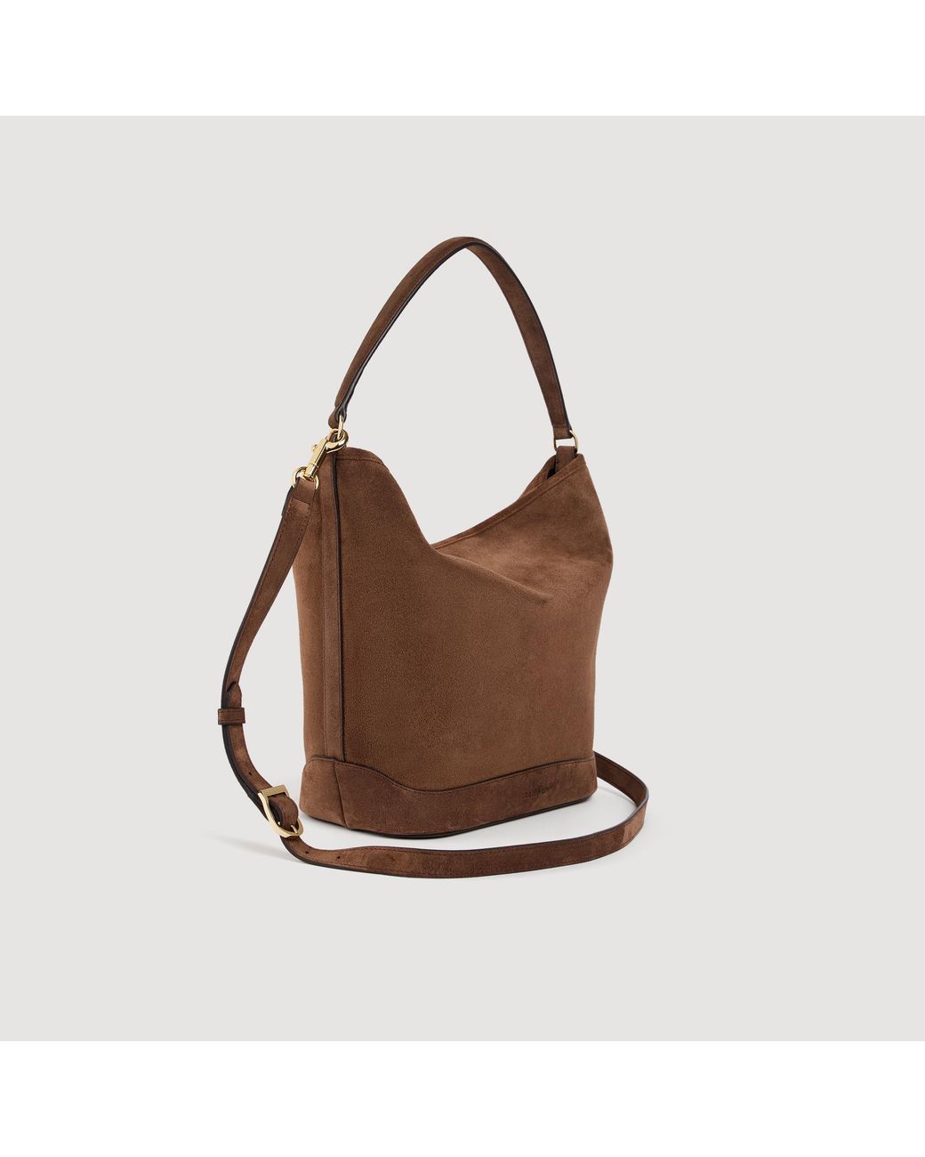 Sandro Brown Tangoso Suede Bucket Bag