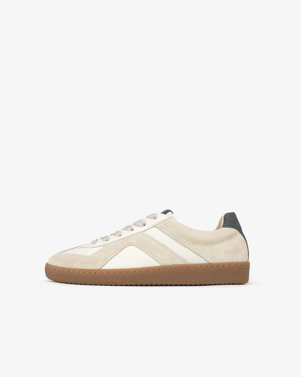 Sans Matin White Leto Low Top Trainers, For Stone Suede, Smooth Stone Leather, Denim Nubuck Leather