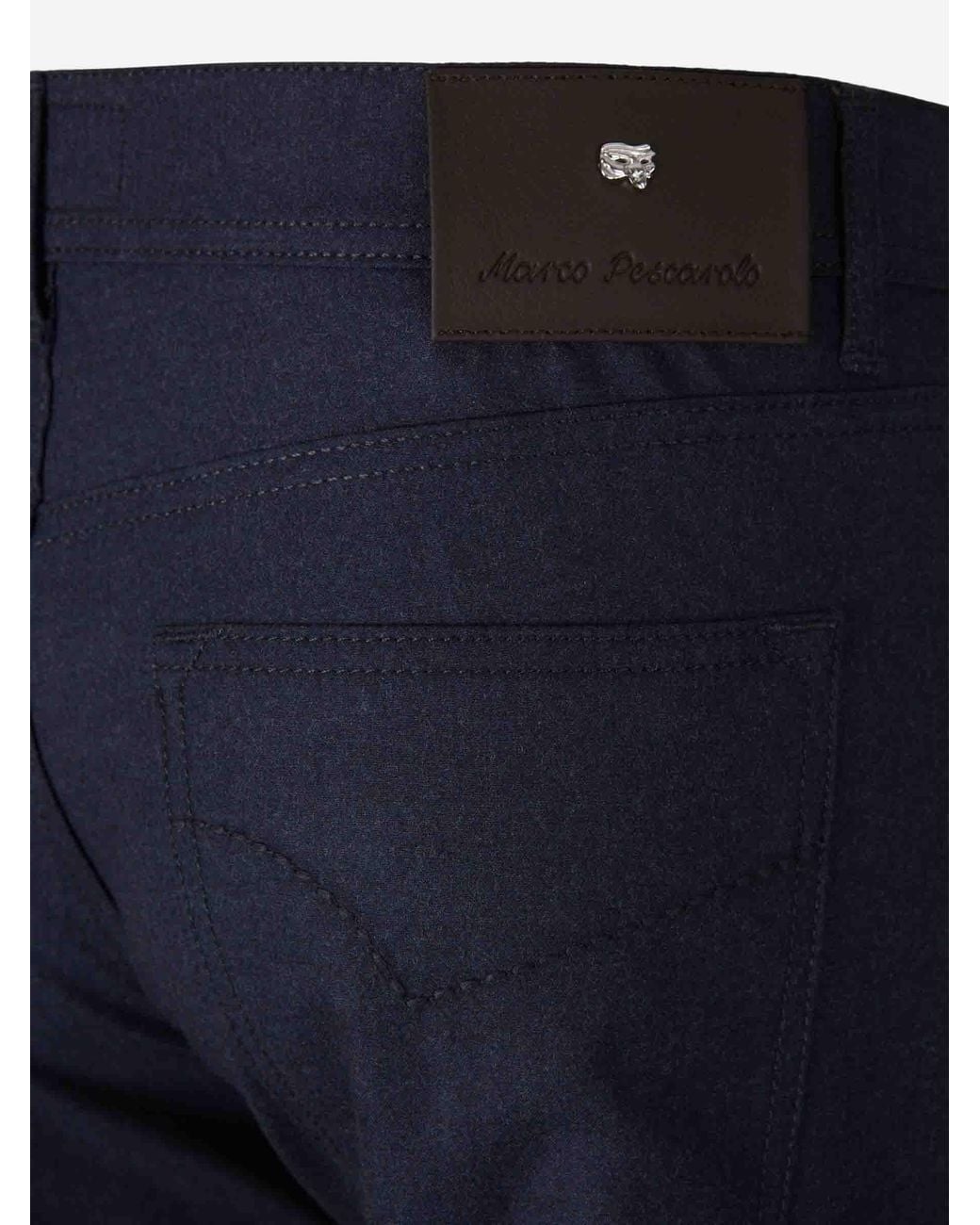 Marco Pescarolo Blue Cashmere Straight Leg Trousers for men