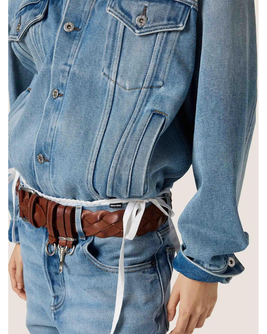 Miu Miu Blue Denim Suede Overshirt