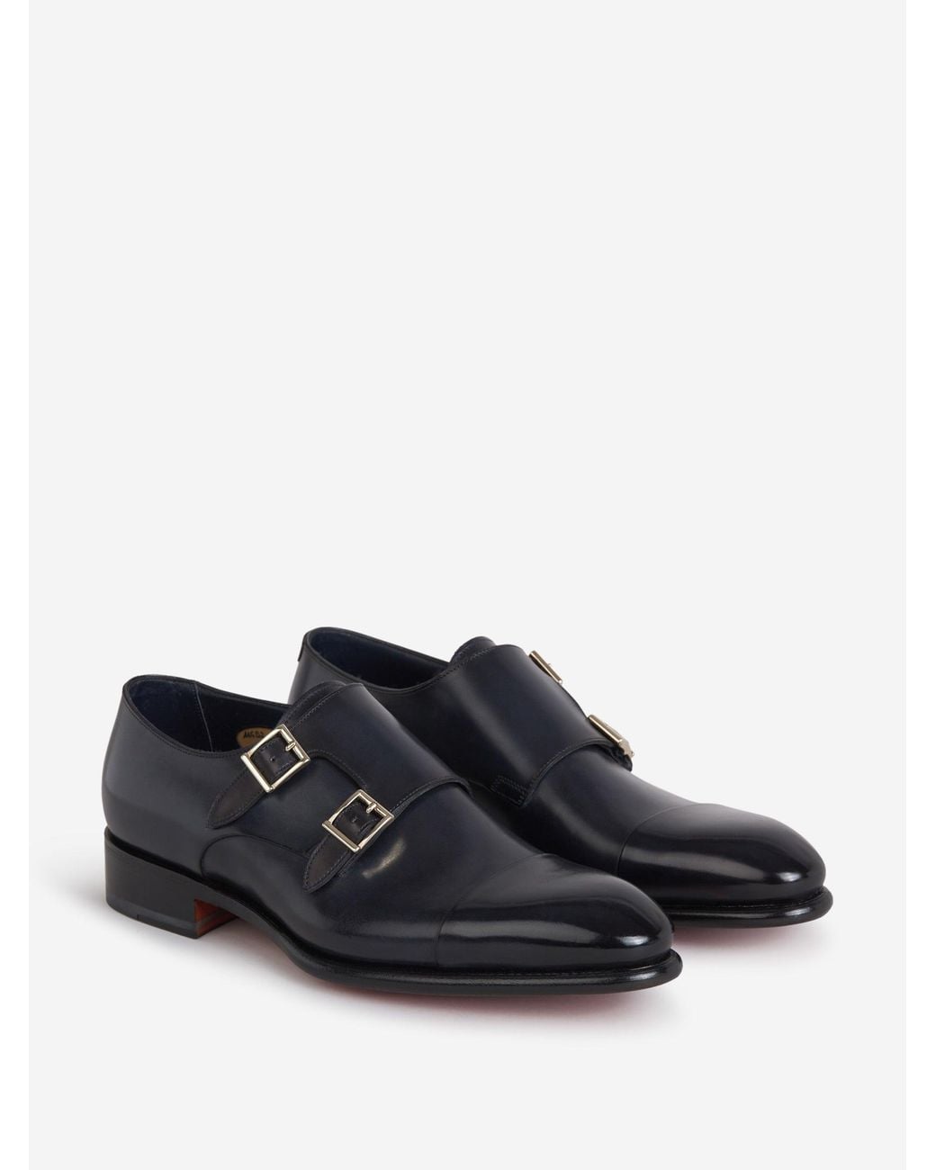 Santoni White Double Buckle Shoes for men