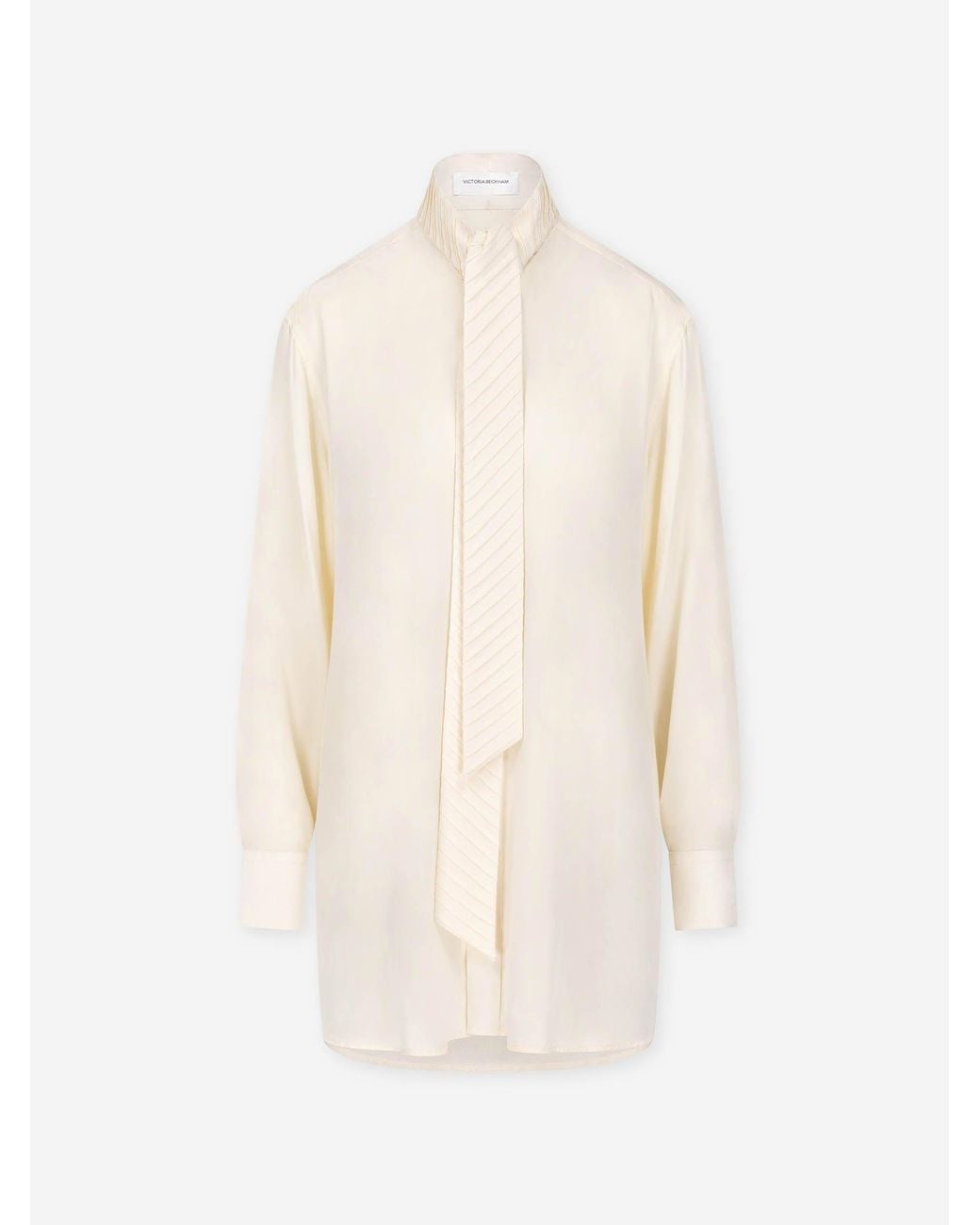 Victoria Beckham White Pleated Tie Blouse