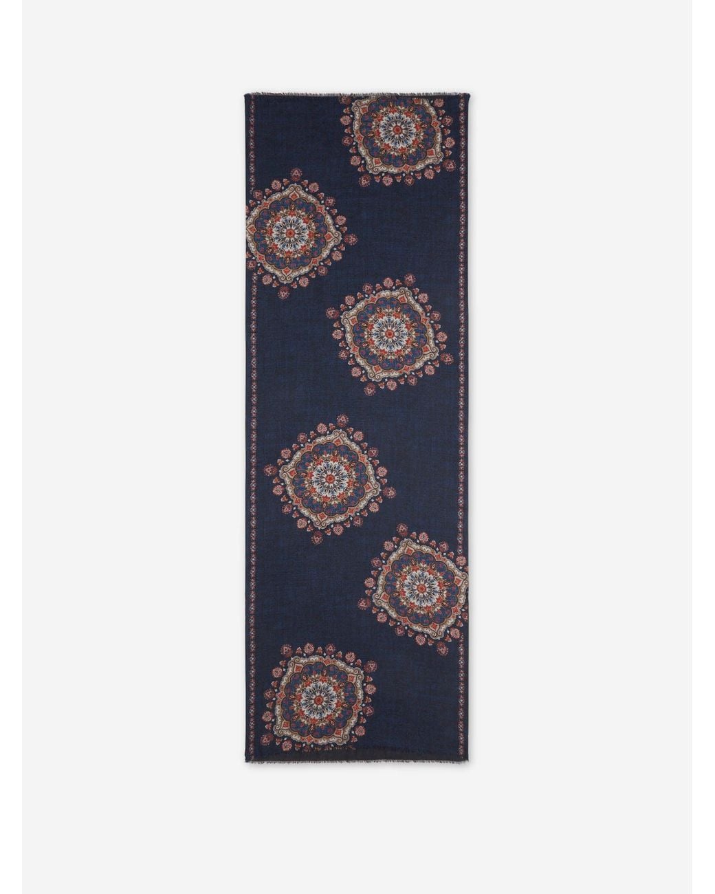 Santa Eulalia Blue Printed Wool Scarf for men