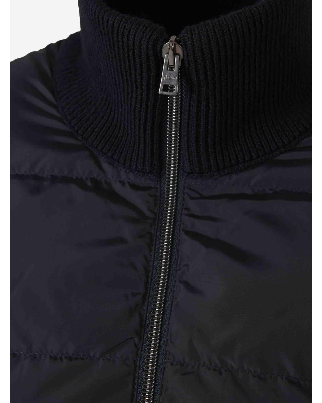 Herno Blue Quilted Cardigan Wool Polyester for men