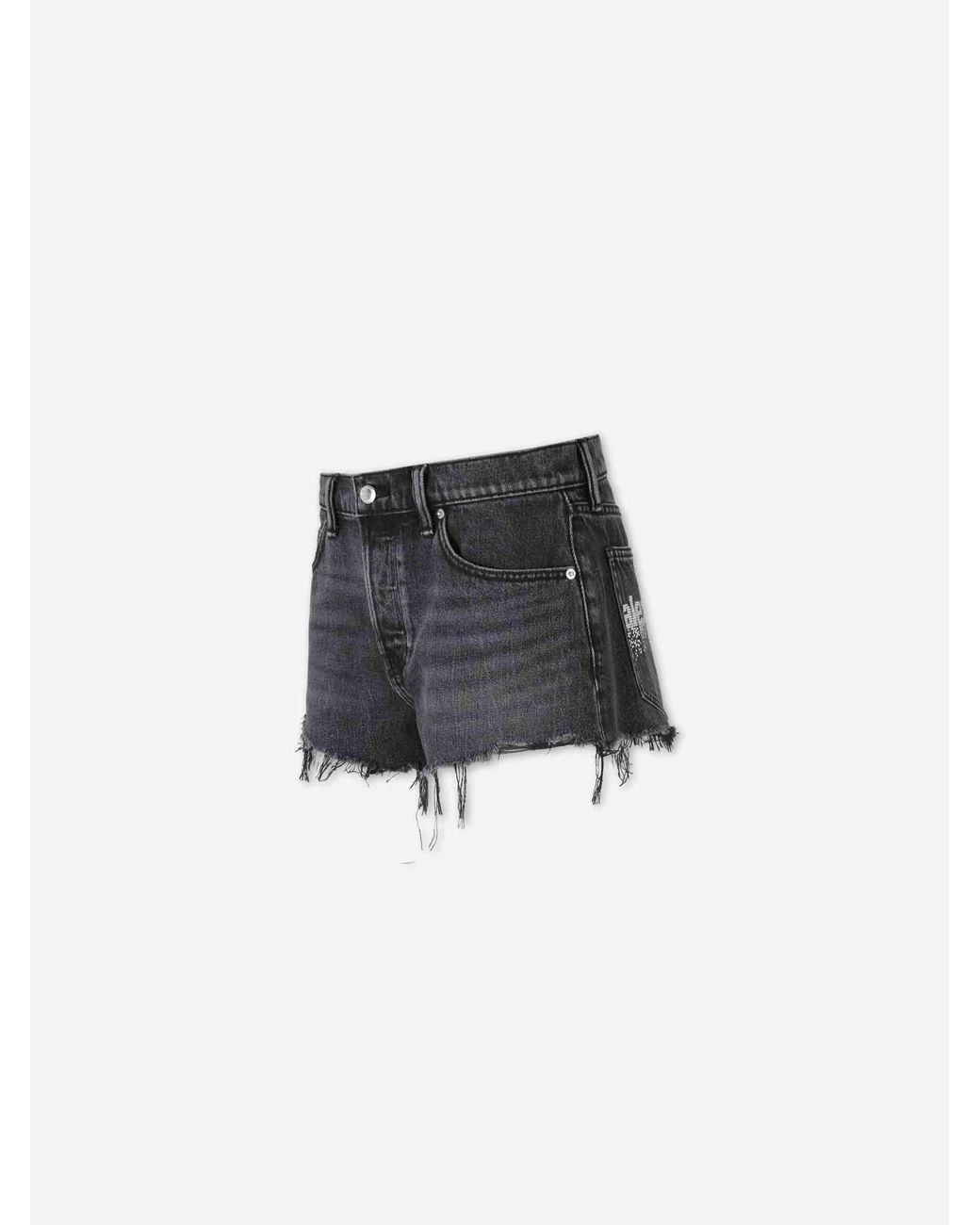 Alexander Wang Black Rhinestone Logo Shorts