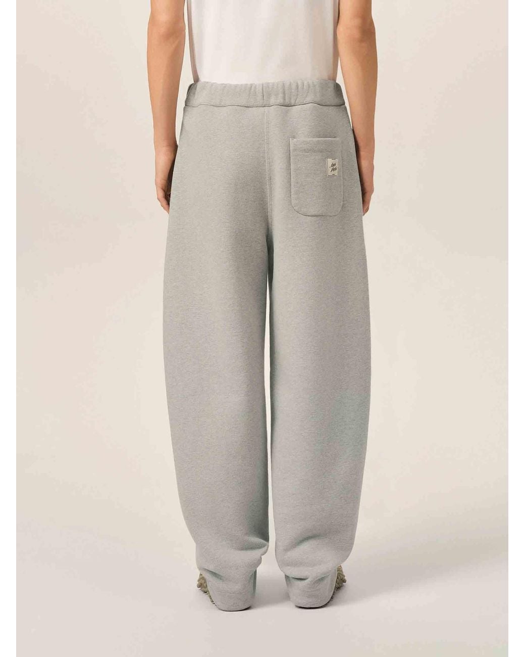 AMI White Cotton Barrel Joggers for men