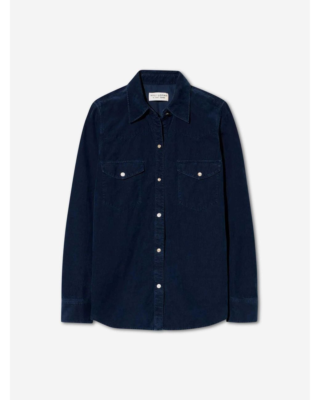 Nili Lotan Blue Travis Corduroy Shirt