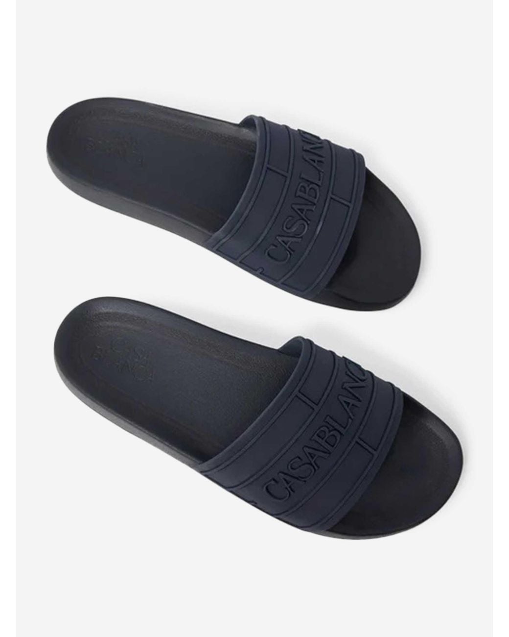 Casablanca Blue Rubber Flip Flops Logo for men
