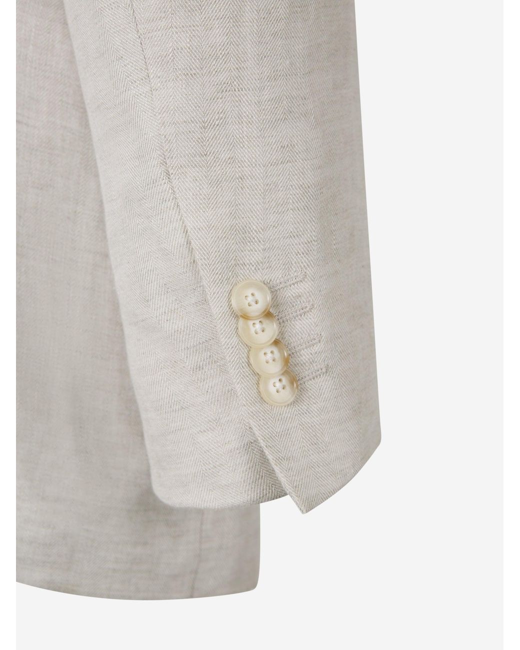 Santa Eulalia White Herringbone Linen Suit for men