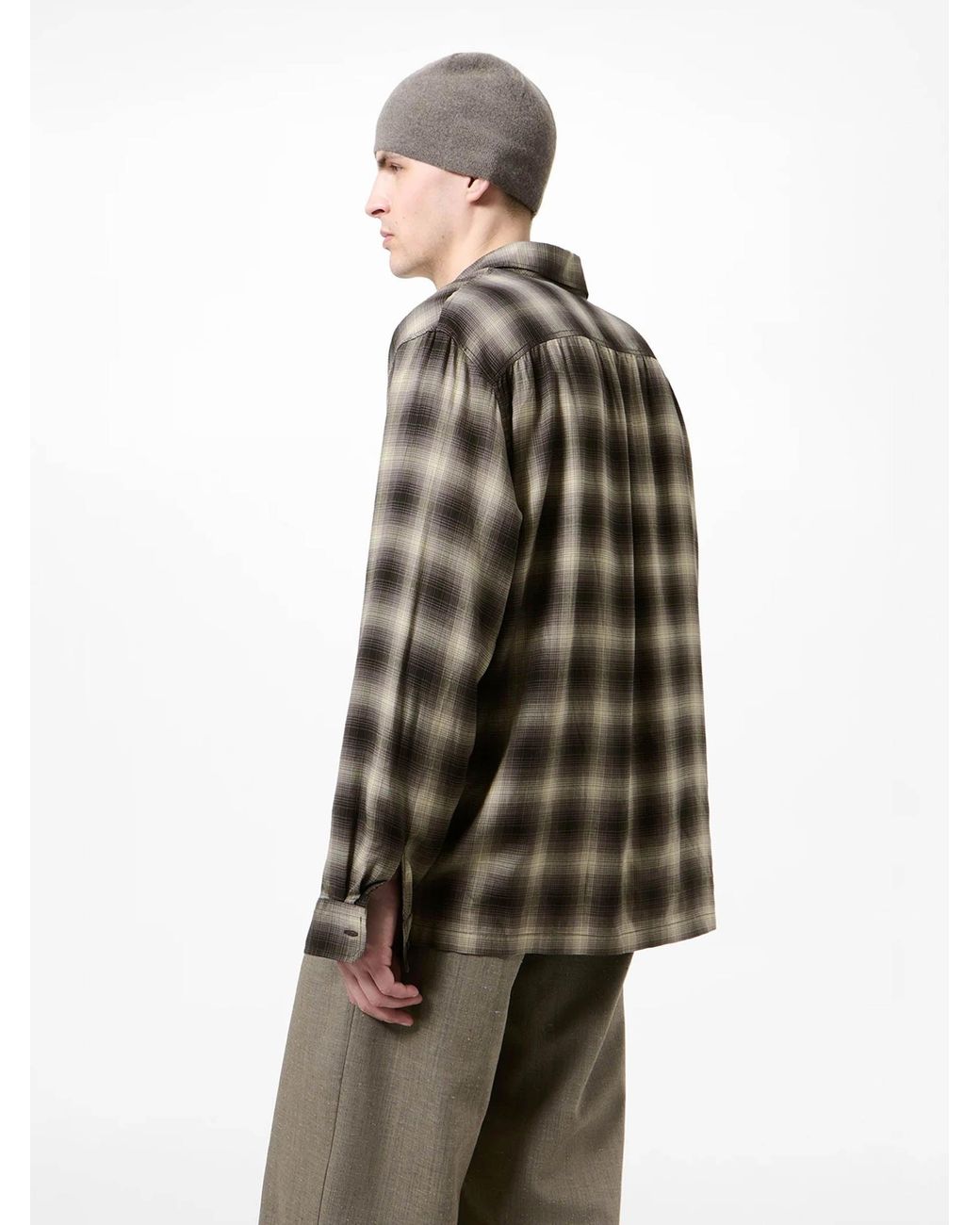 Our Legacy Brown Tencel Plaid Shirt for men