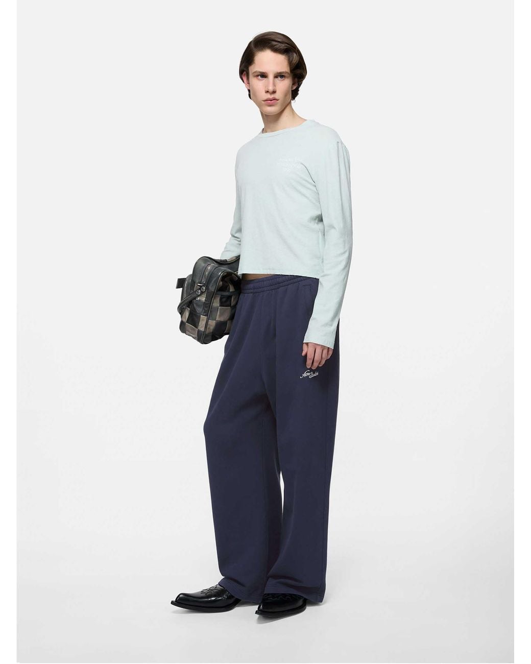 Acne Blue Cotton Logo Joggers for men