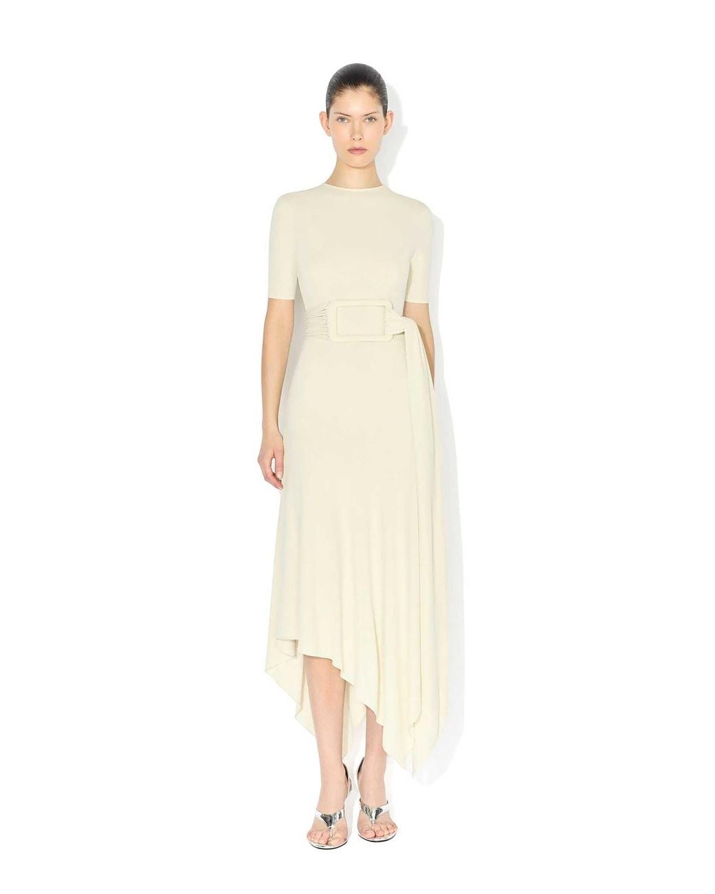 Alaïa White Asymmetrical Dress With Belt