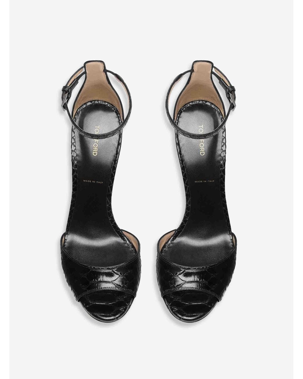 Tom Ford Black Python Heel Sandals