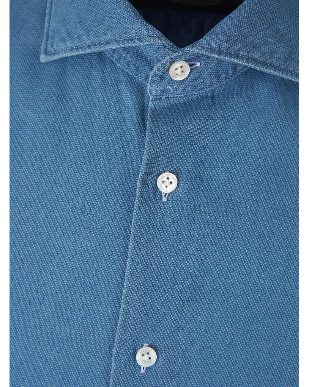 Vincenzo Di Ruggiero Blue Denim Effect Cotton Shirt for men