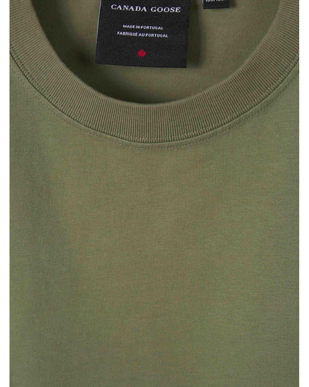 Canada Goose Green Plain Cotton T-Shirt for men