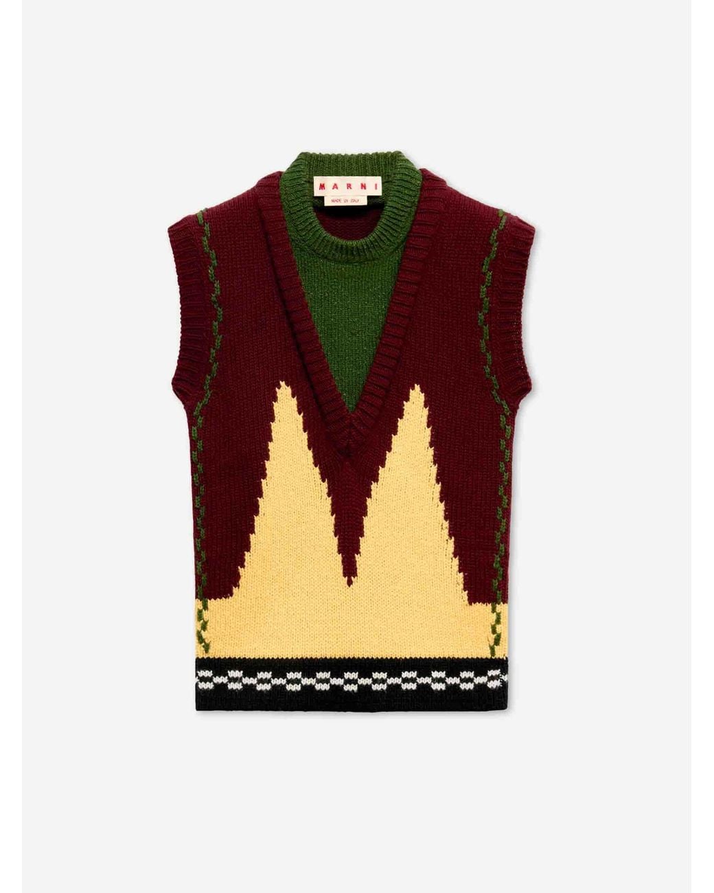 Marni Multicolor Intarsia Knit Vest