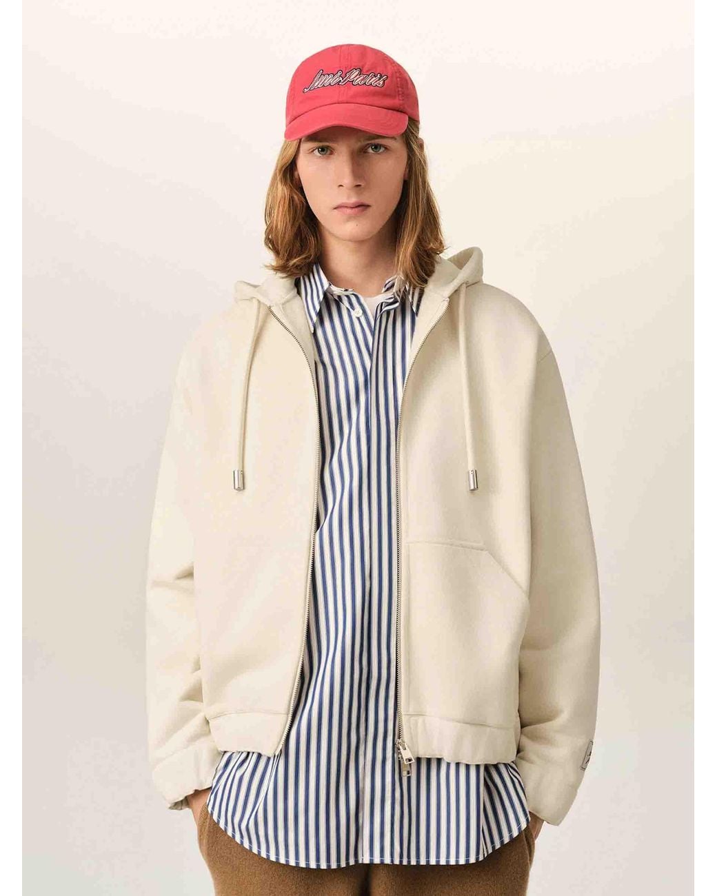 AMI Natural Zip-Up Hoodie for men