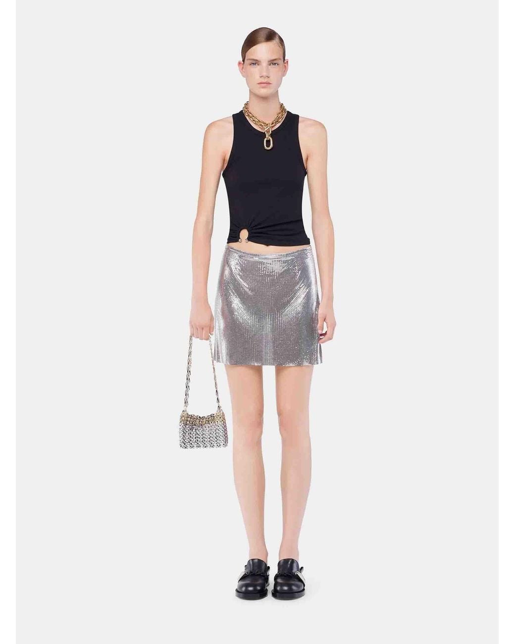 Rabanne Black Ribbed Tank Top