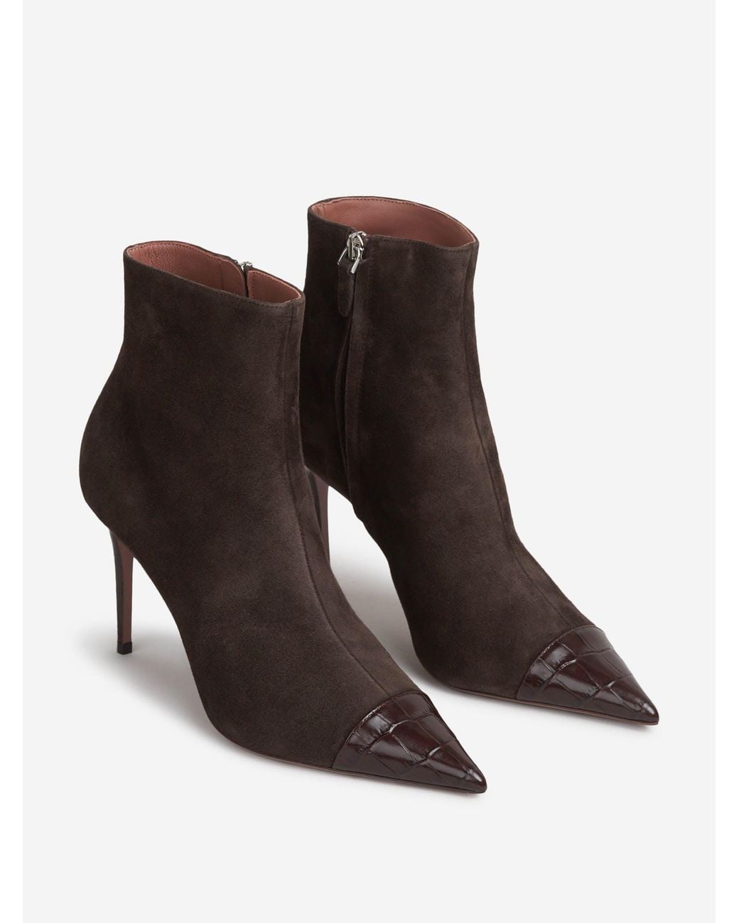 Paris Texas Brown Suede Ankle Boots With Heel