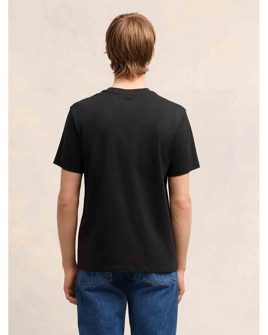 AMI Black Cotton Logo T-Shirt for men