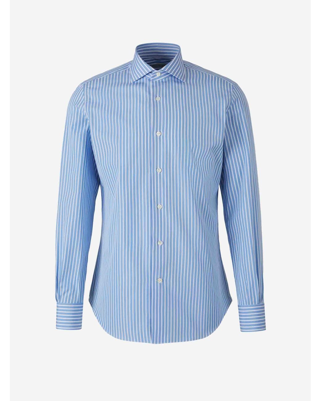 Santa Eulalia Blue Striped Cotton Shirt for men