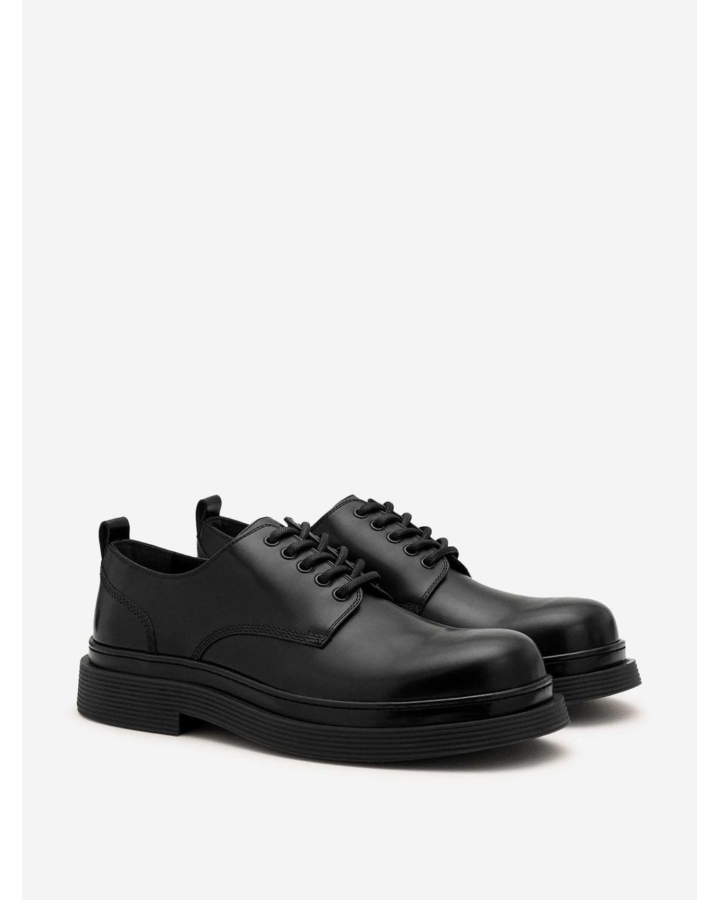 AMI Black Leather Derby Shoes for men