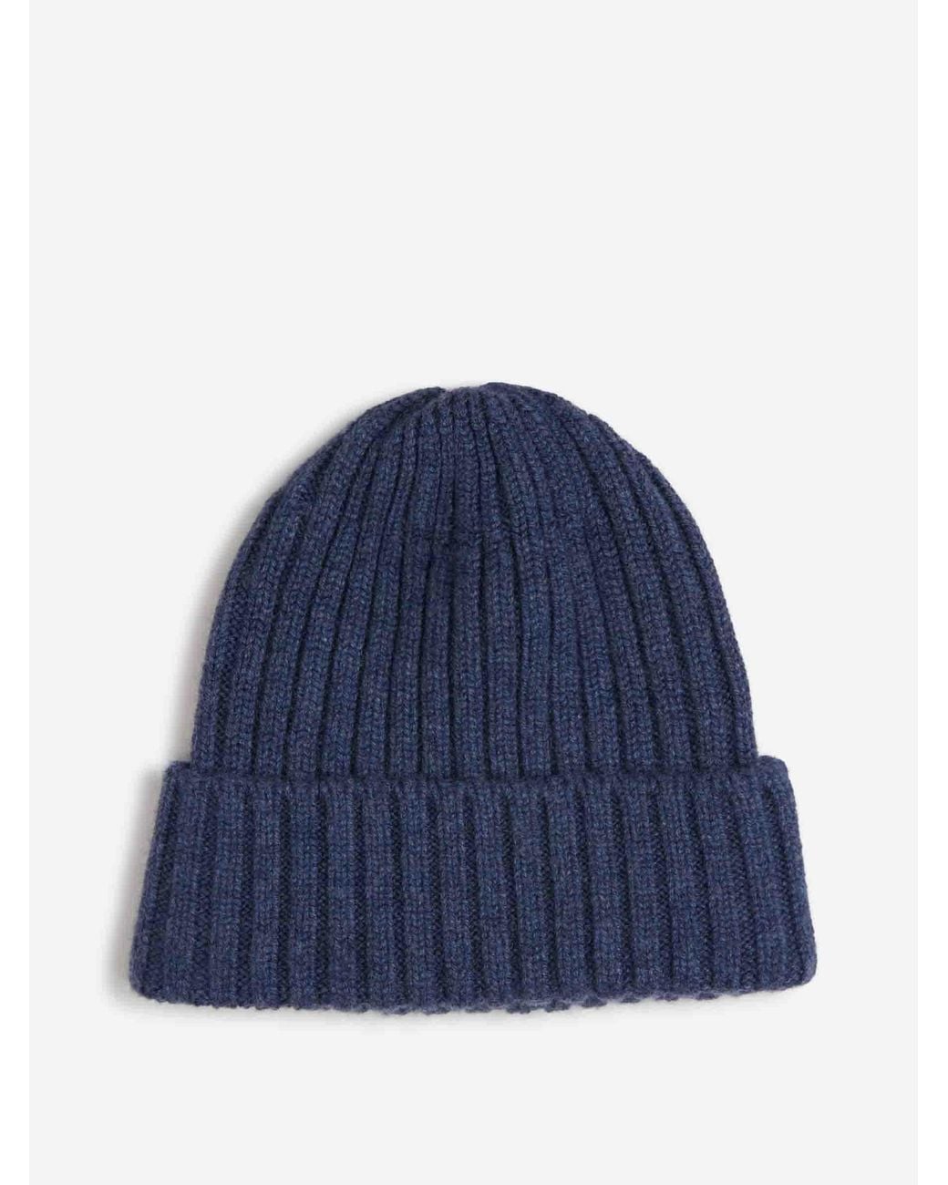 Fedeli Blue Ribbed Cashmere Hat for men