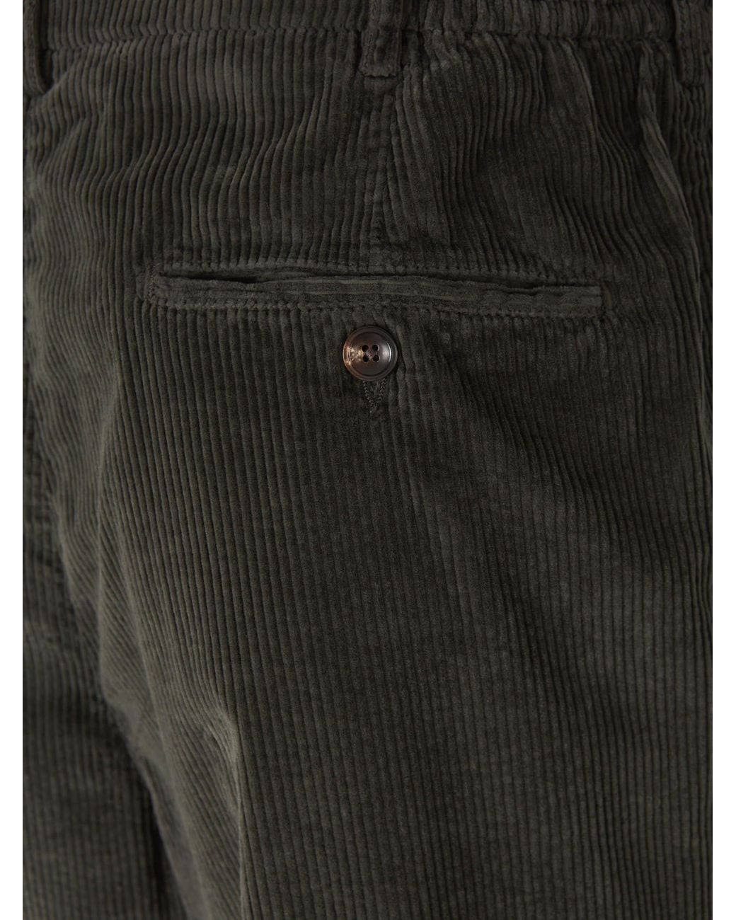Marco Pescarolo Gray Corduroy Straight Leg Trousers for men