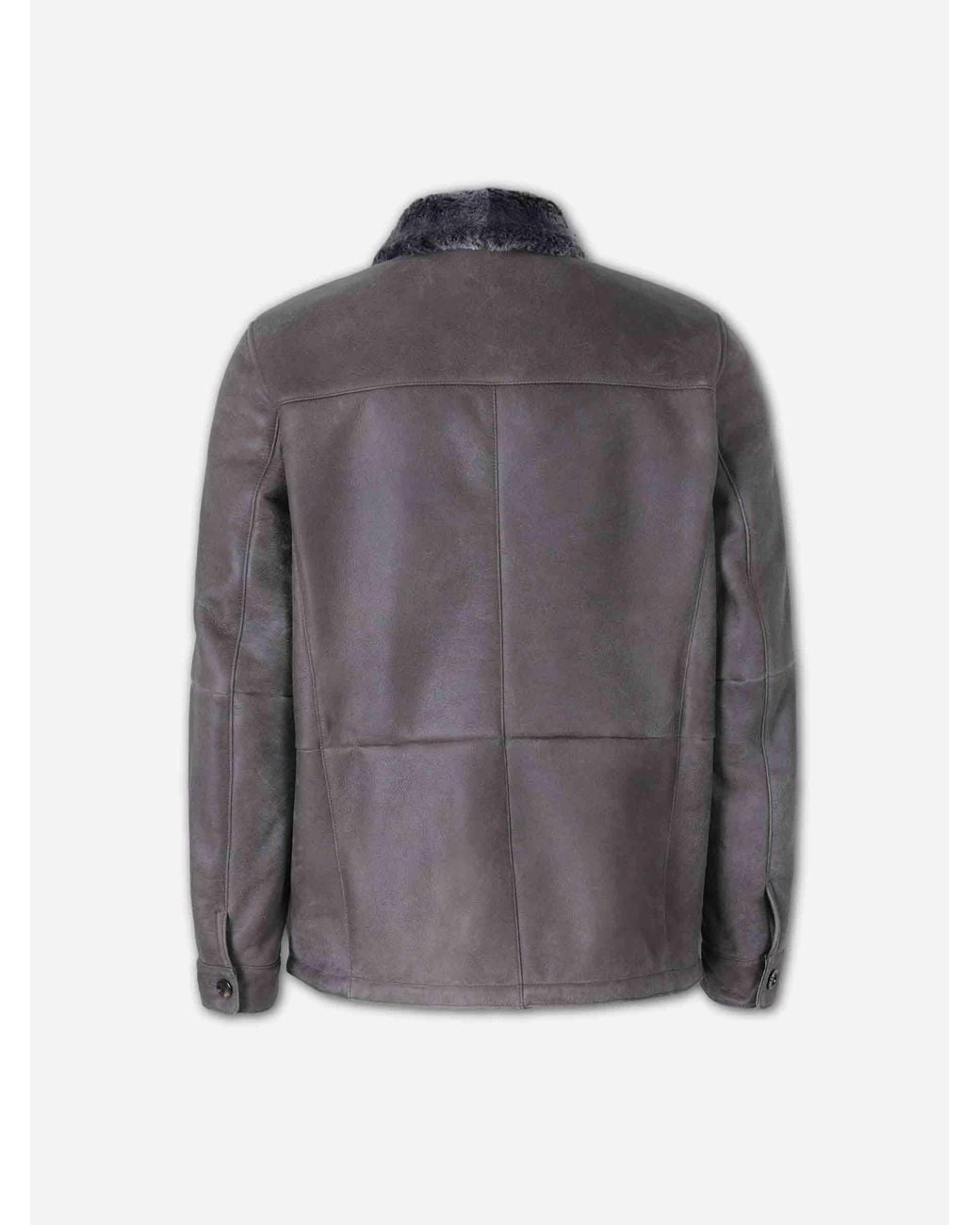 Santa Eulalia Gray Casual Leather Jacket for men