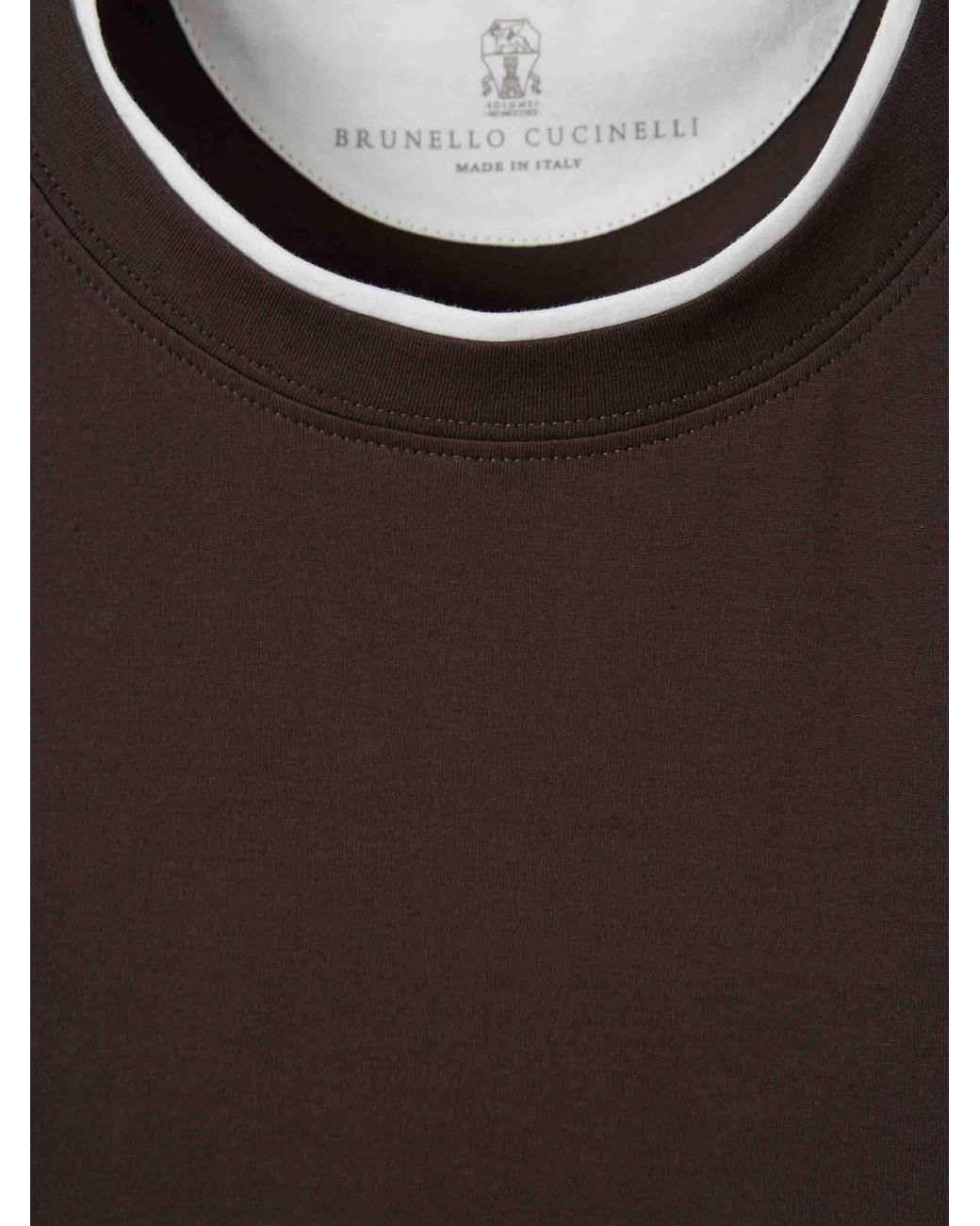 Brunello Cucinelli Brown Layered Short Sleeve T-Shirt for men