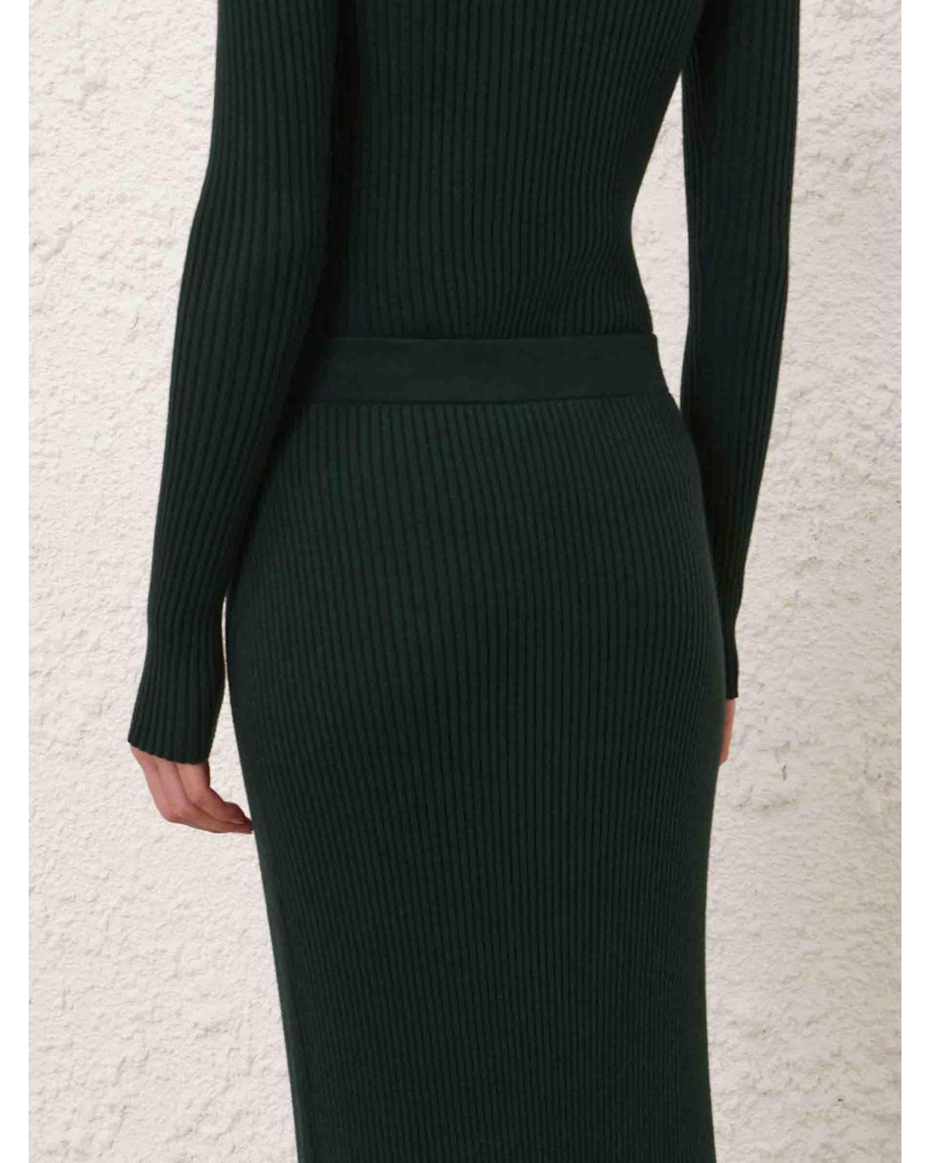Zimmermann Green Straight Wool Skirt