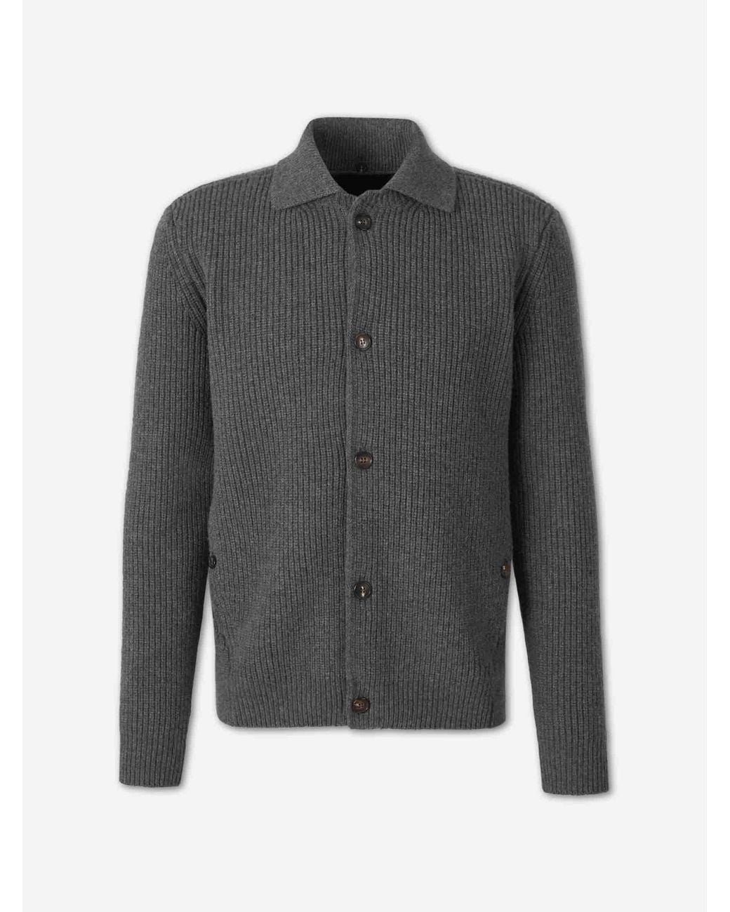 Zanone Gray Shirt Collar Cardigan for men