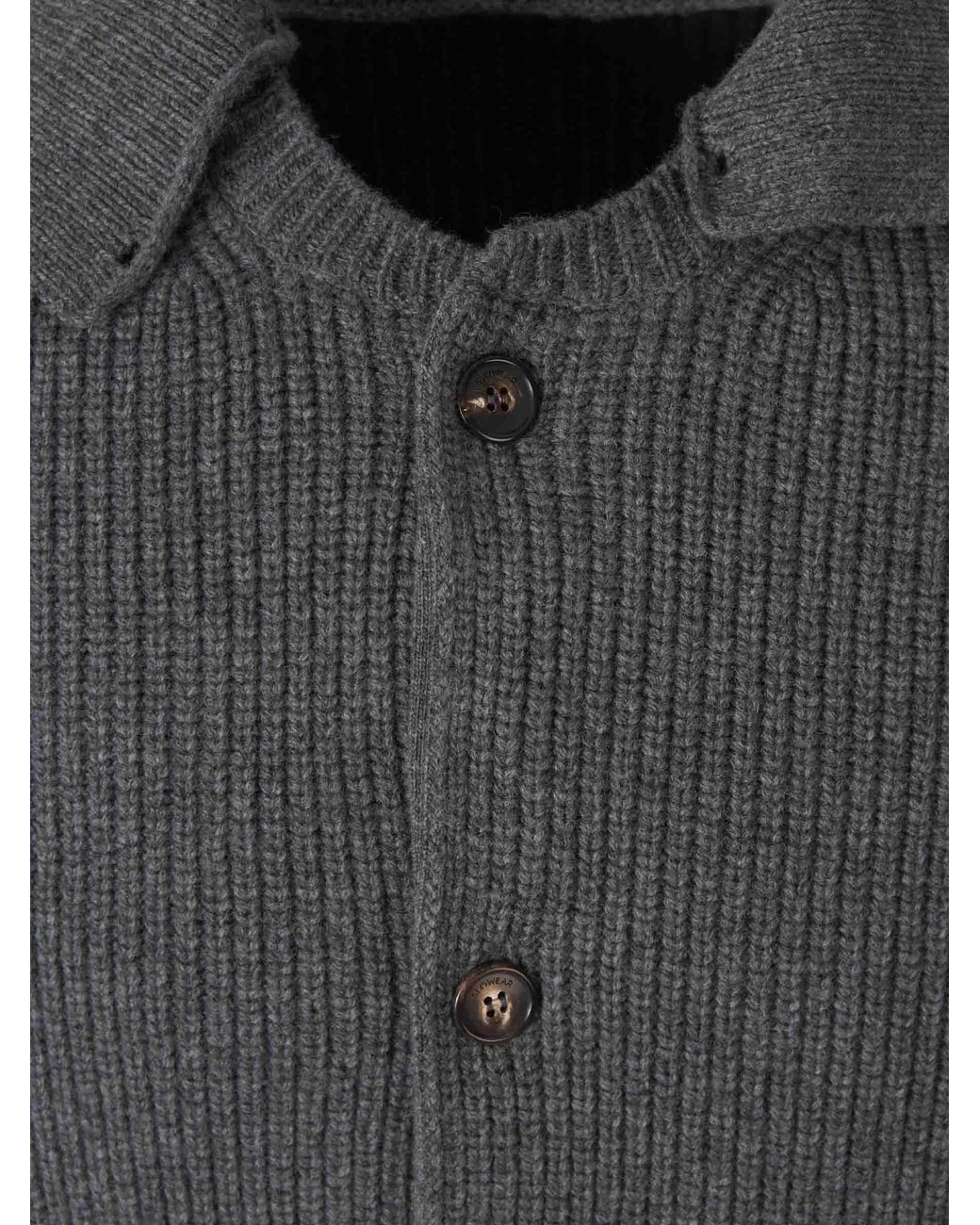 Zanone Gray Shirt Collar Cardigan for men