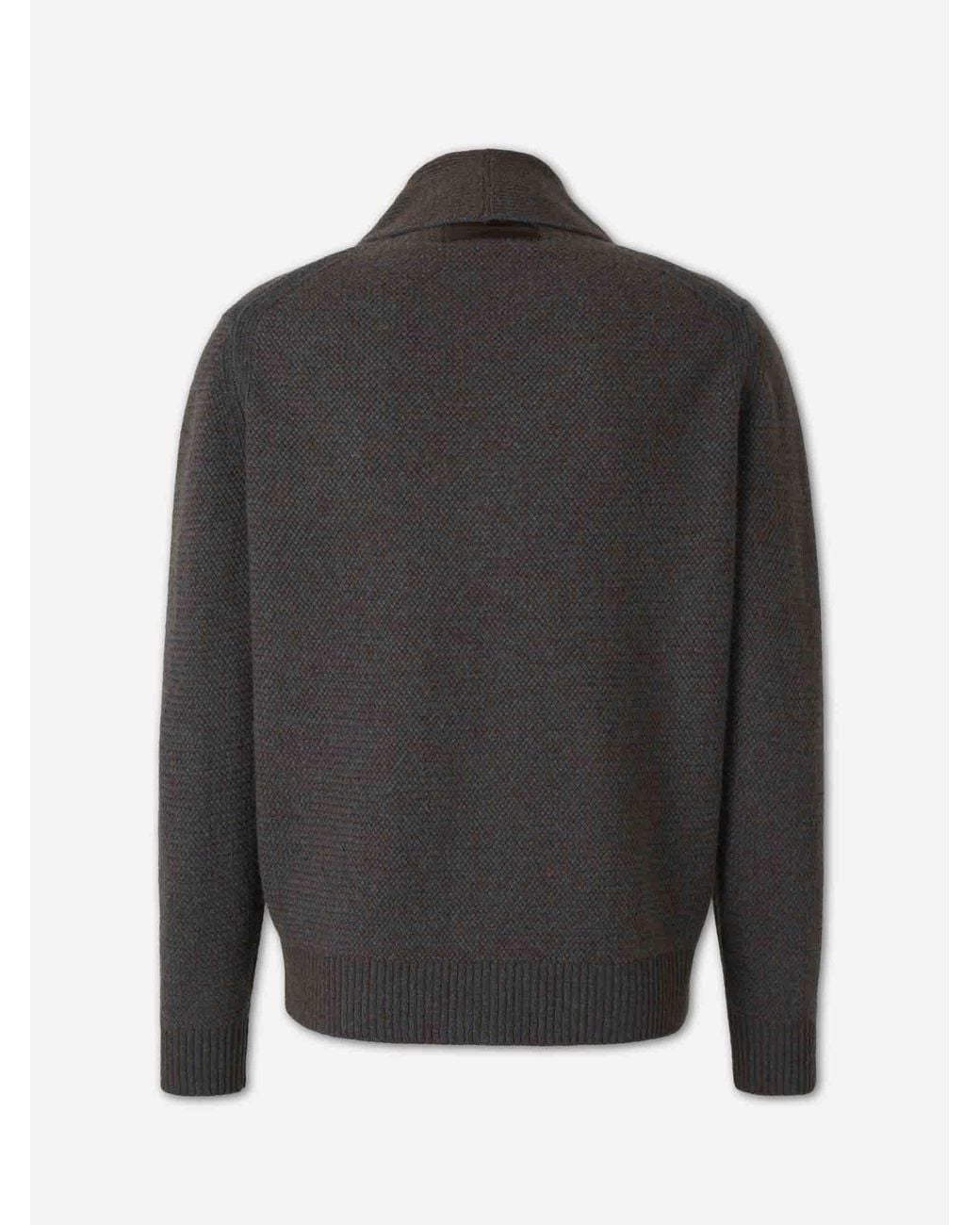Zegna Black Textured Knit Cardigan for men