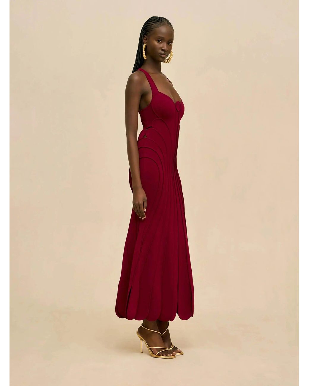 Cult Gaia Red Batiste Knit Dress
