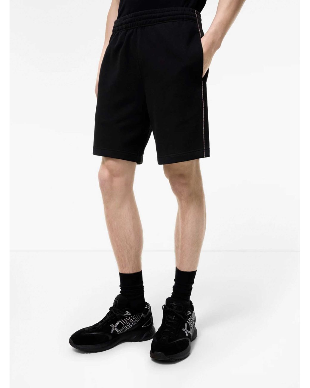 Bermudas Deportivas Algodón Burberry de hombre de color Black