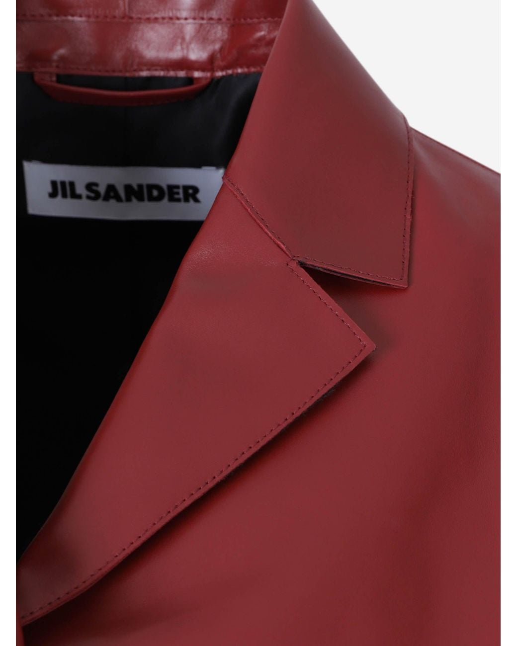 Jil Sander Red Casual Leather Jacket