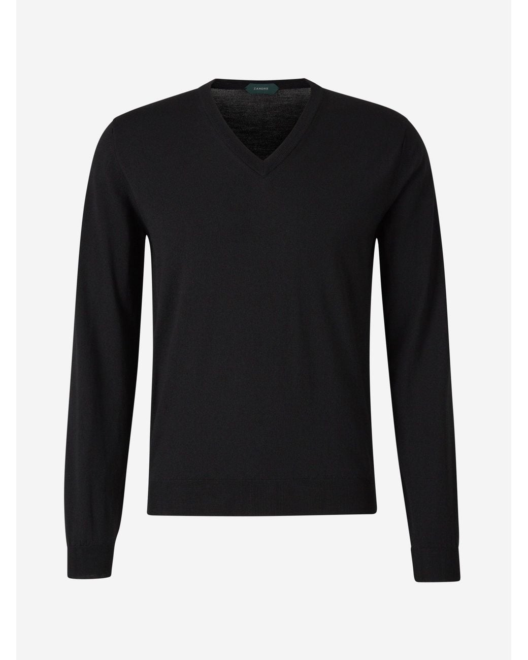 Zanone Gestrickter Wollpullover in Black für Herren