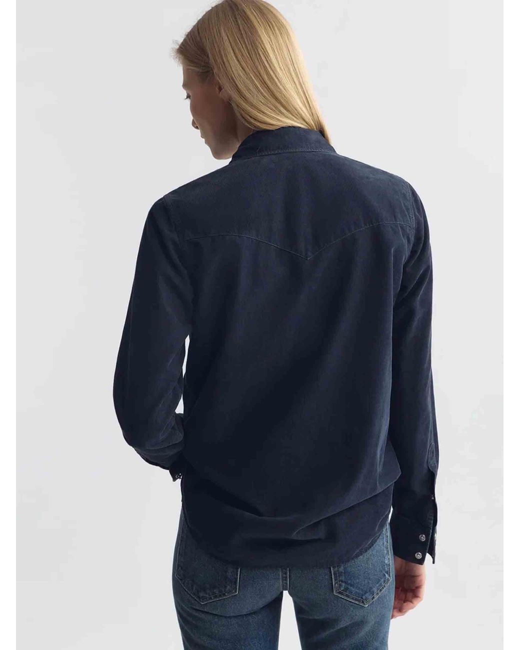 Nili Lotan Blue Travis Corduroy Shirt