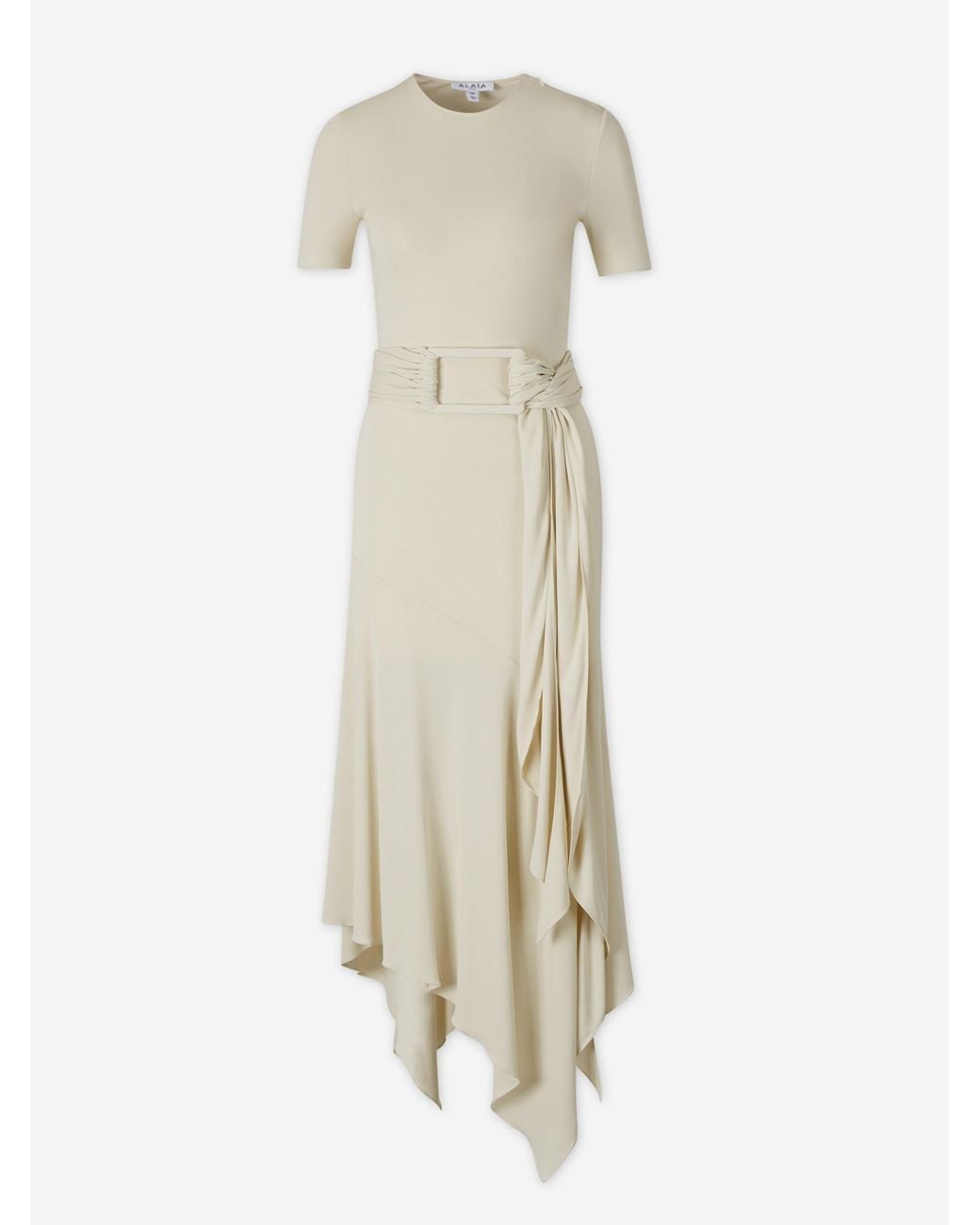Alaïa White Asymmetrical Dress With Belt
