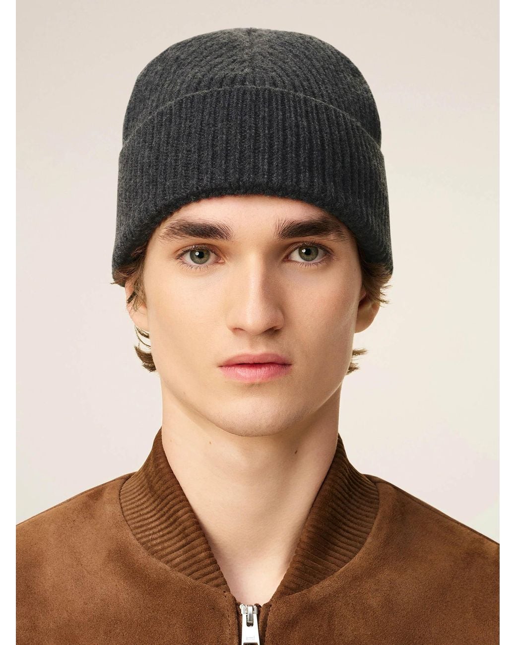 AMI Black Wool Logo Hat for men