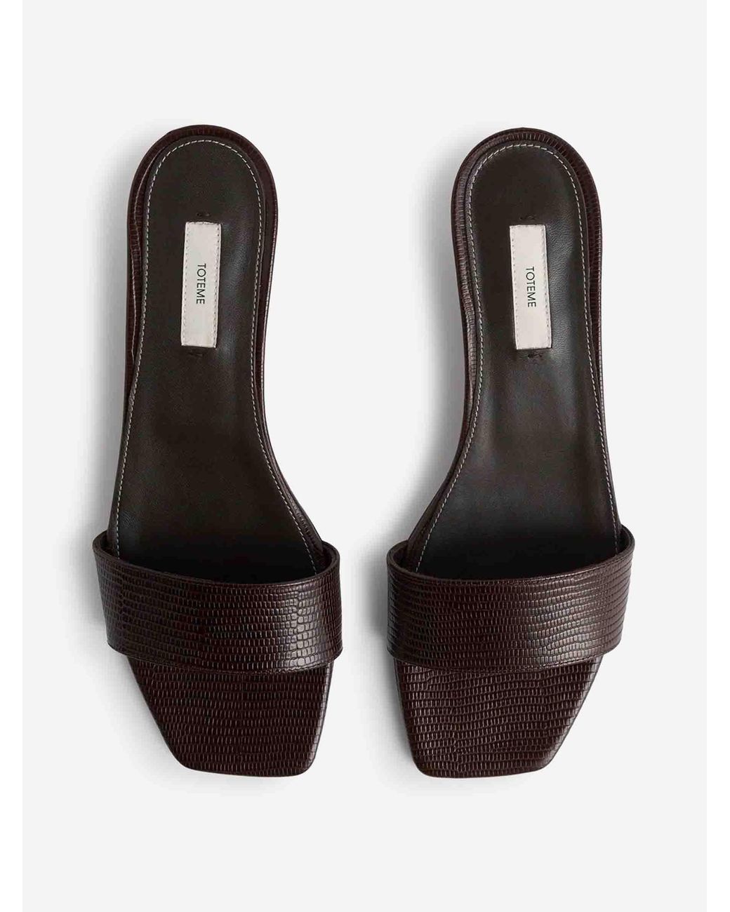 Totême  White Lizard Effect Leather Mules