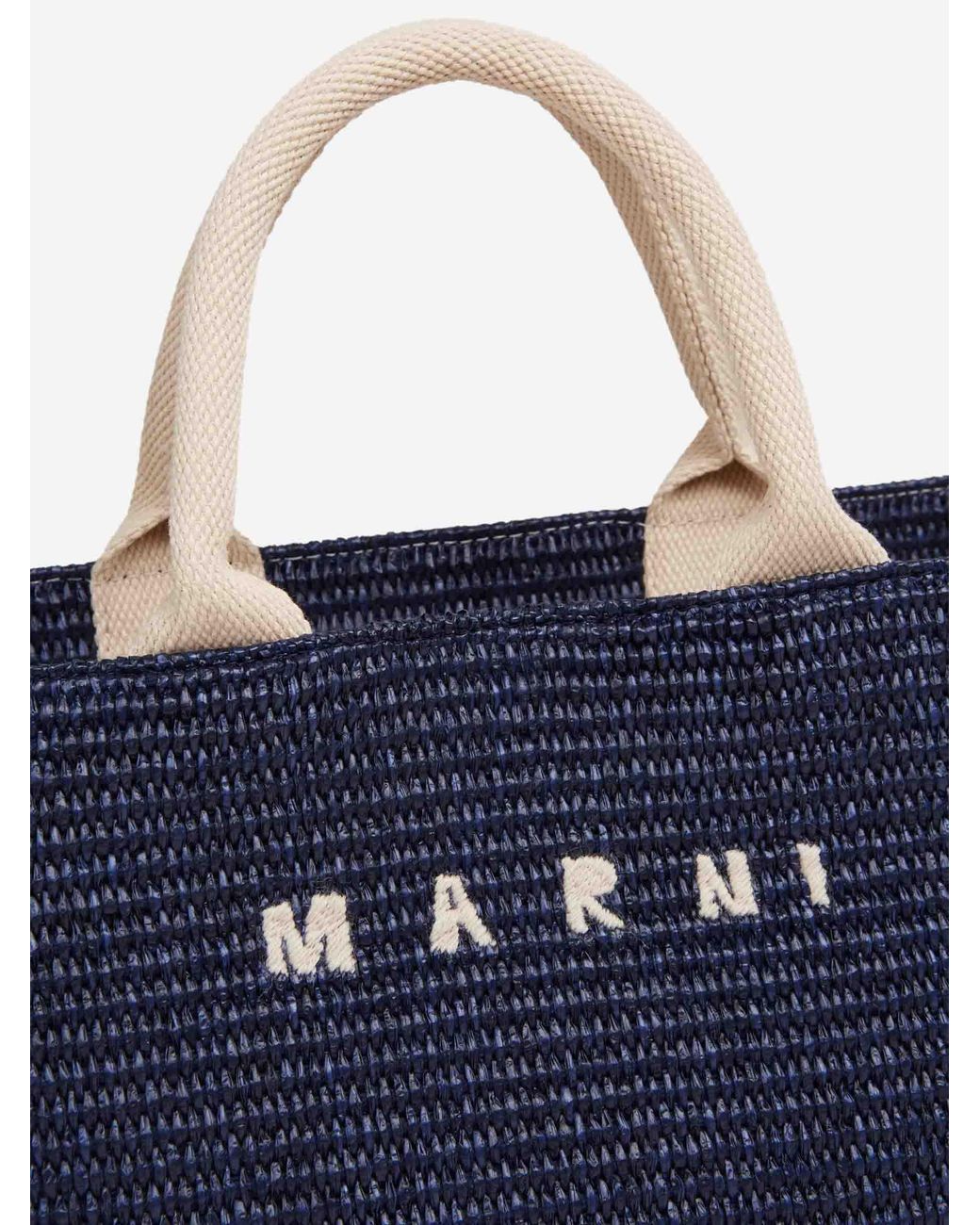 Marni Blue Raffia Tote Bag