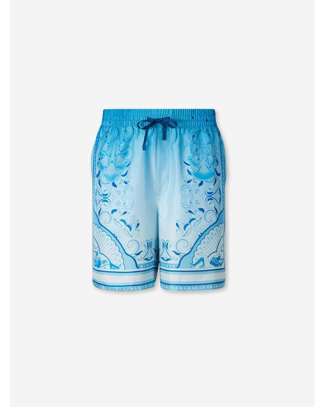 Casablanca Blue Printed Silk Bermuda Shorts for men