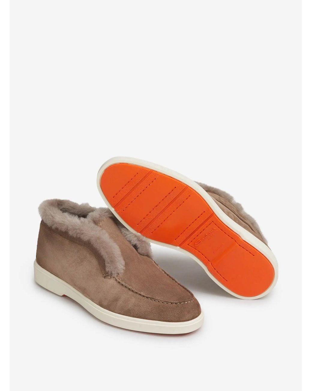 Santoni Brown Desert Boots With Fur