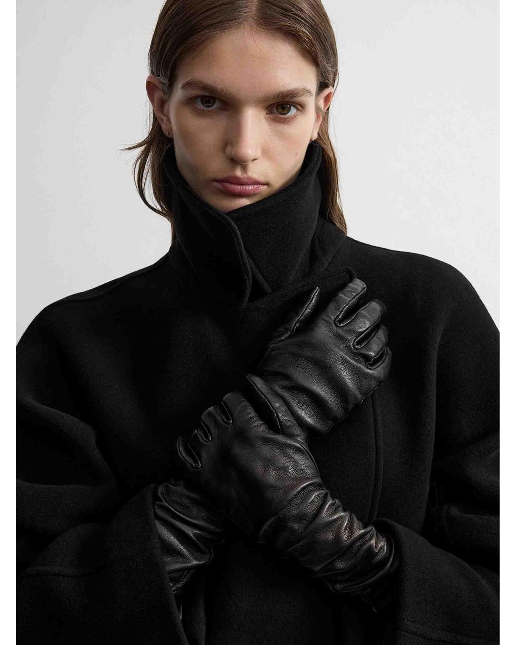 Totême Black Extra-Long Leather Gloves