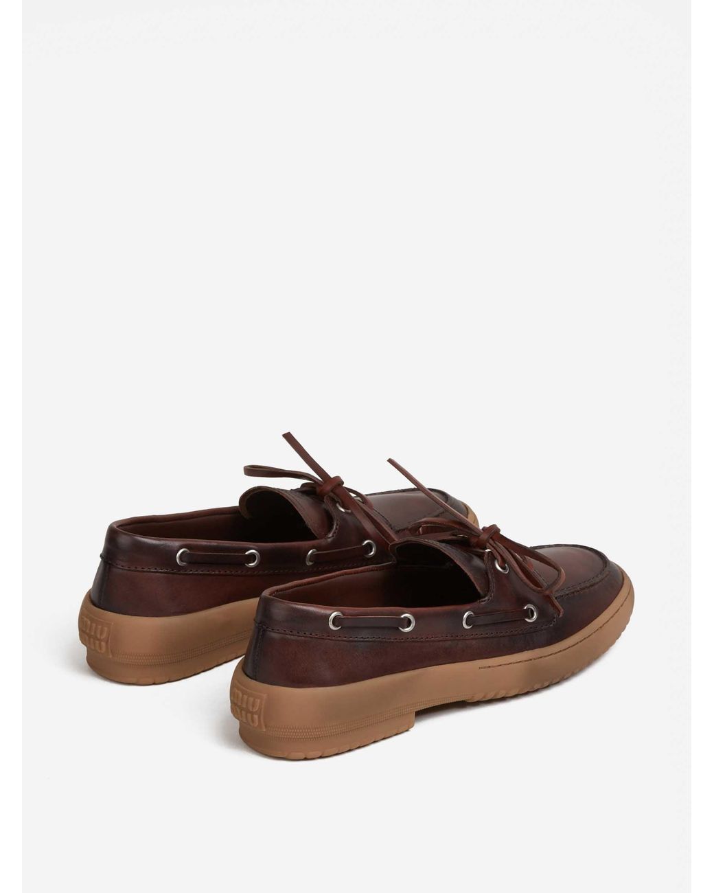 Miu Miu Brown Leather Boat Shoes