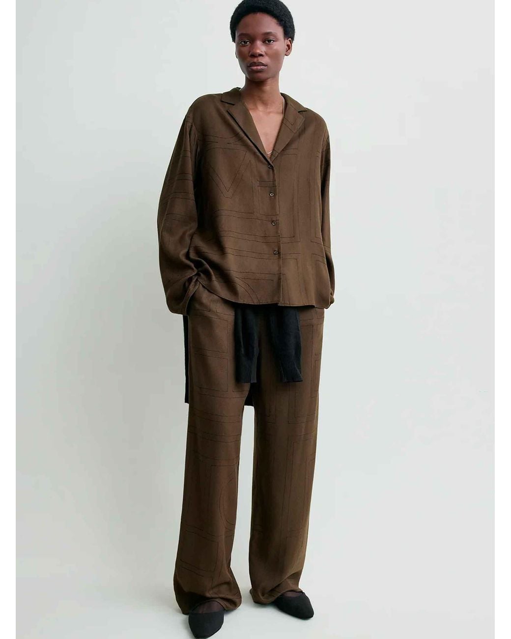 Totême Brown Monogram Flannel Blouse