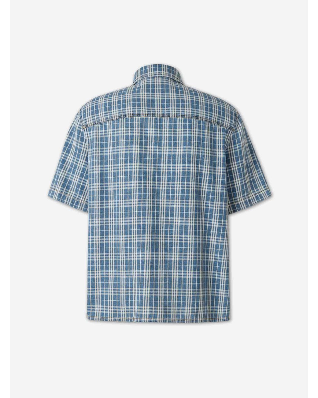 Burberry Blue Short Sleeve Plaid Shirt for men