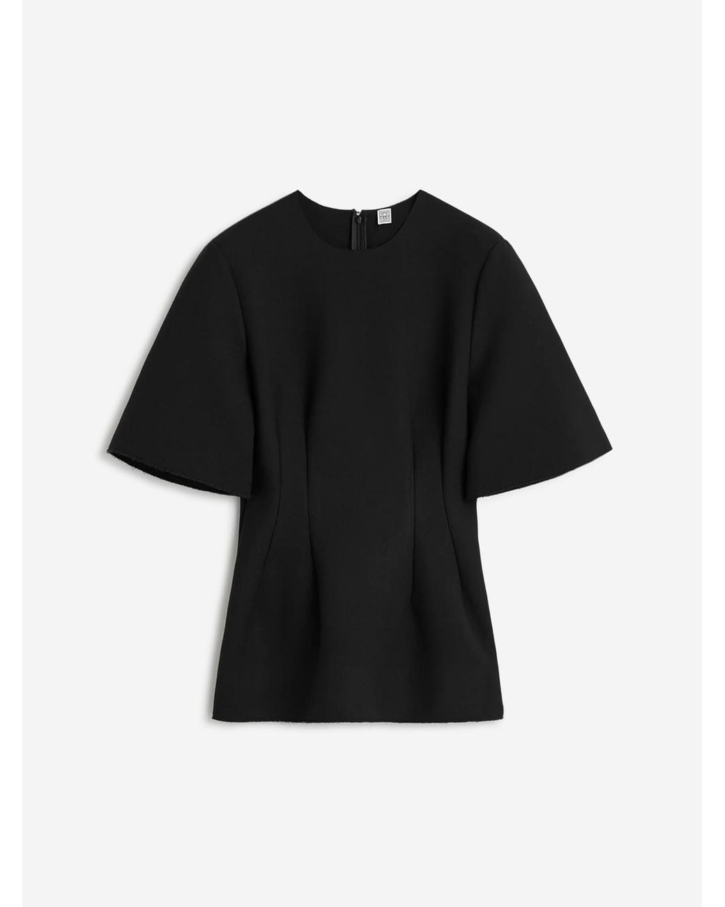 Totême Black Sculptural Short Sleeve Top